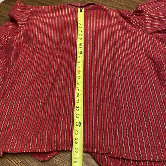 Anthony Richards Button Up Women’s 3X Long Sleeve Red Gold Lurex Stripe India - Picture 11 of 12
